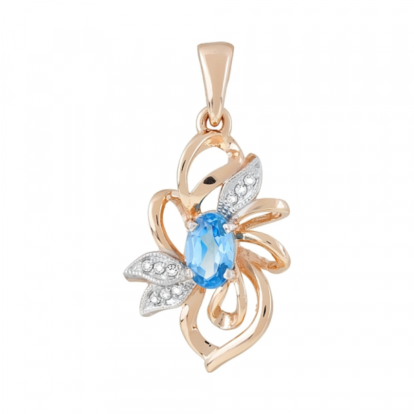 Золотая подвеска с топазом и фианитом № 120511