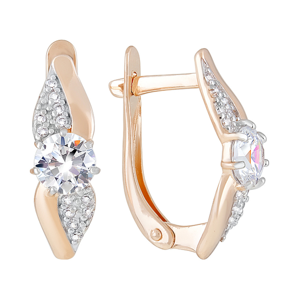 Золотые серьги с фианитами № 122269