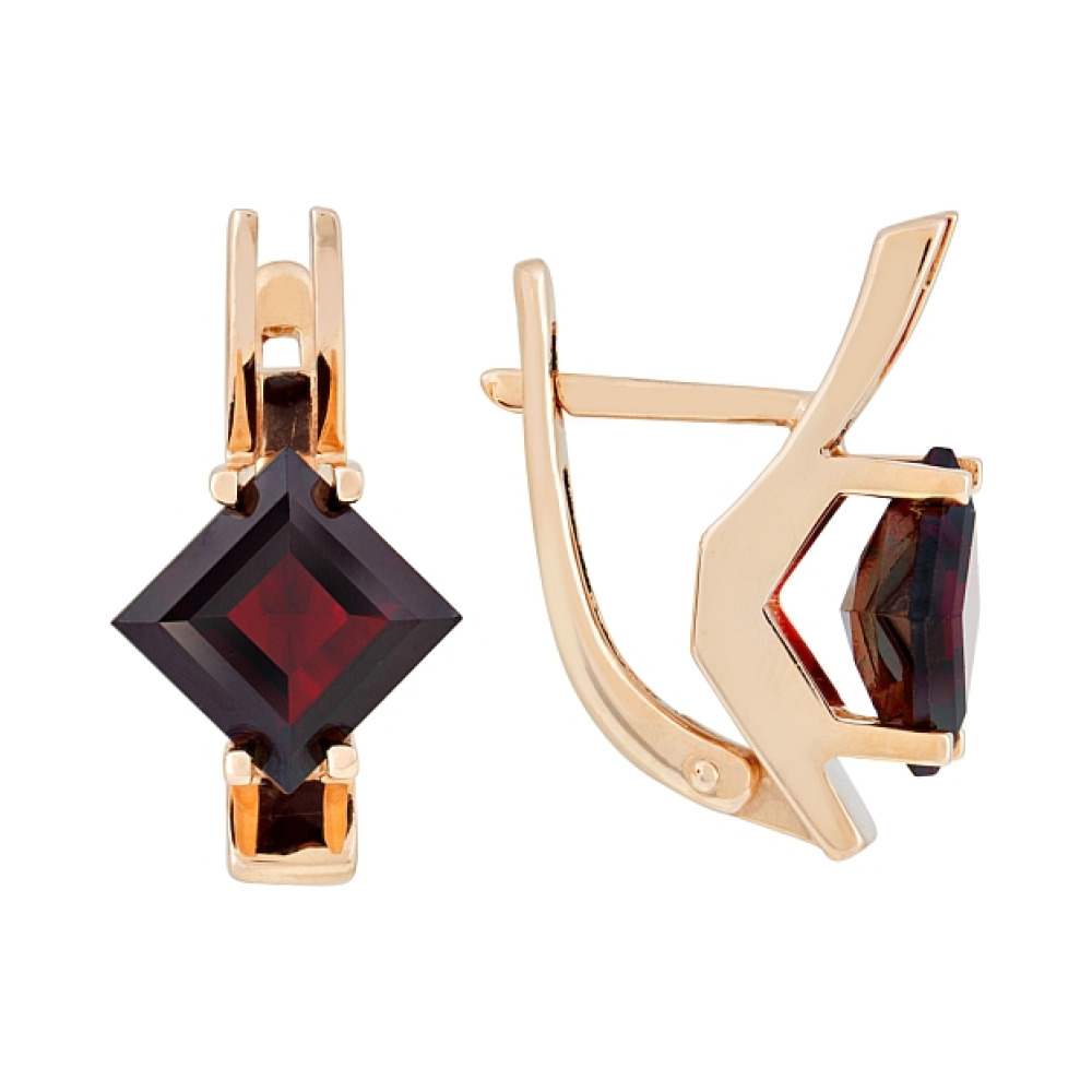 Золотые серьги с гранатом № 4693