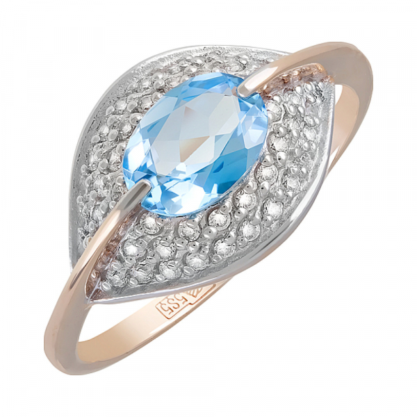 Золотое кольцо с топазом и фианитом № 122793