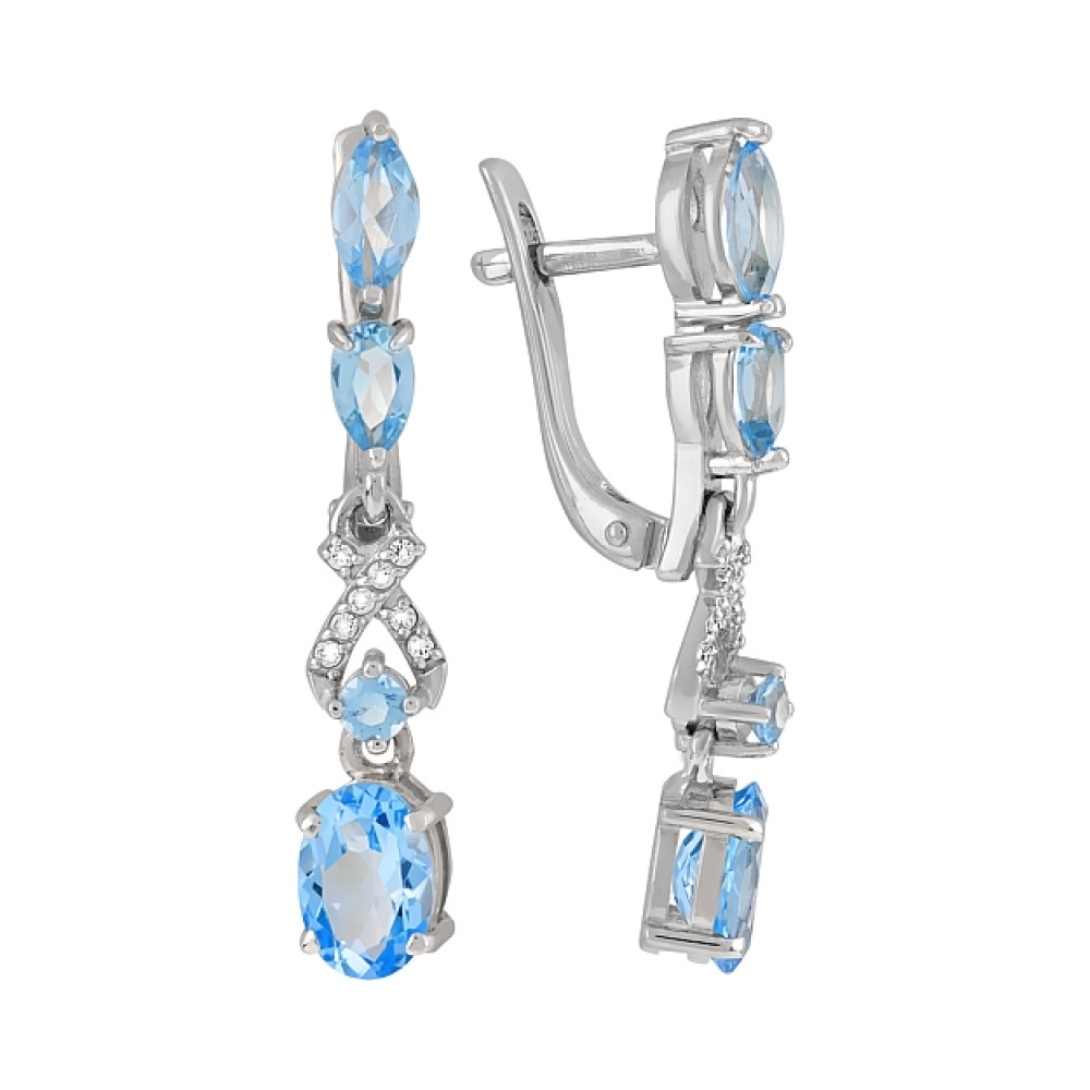 Золотые серьги с топазом и фианитом № 119567