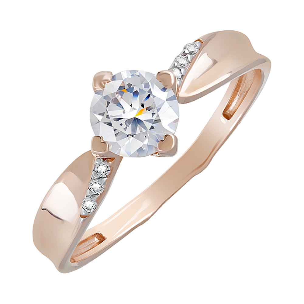 Золотое кольцо с кристаллами swarovski № 123835