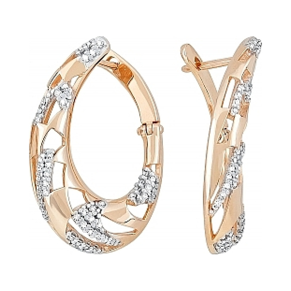 Золотые серьги с фианитом № 115530