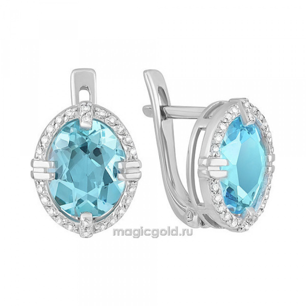 Золотые серьги с топазом и фианитом № 126980