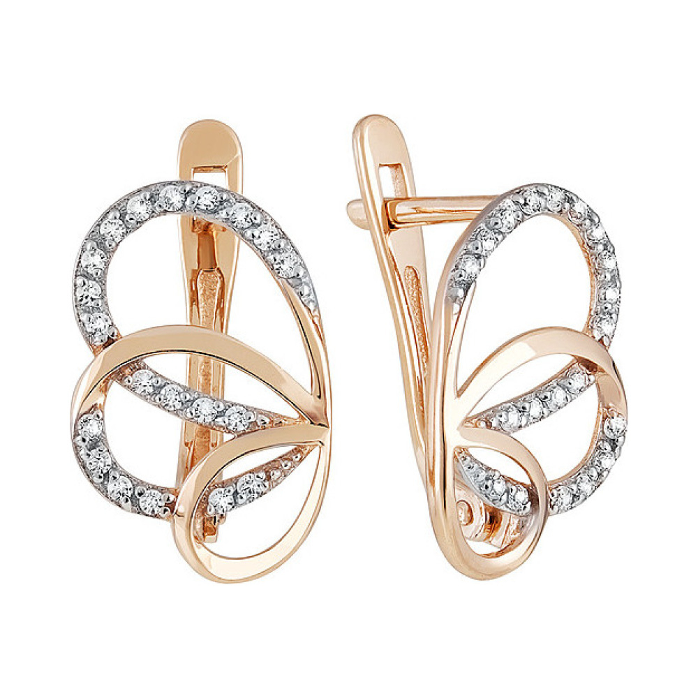 Золотые серьги с фианитом № 134401