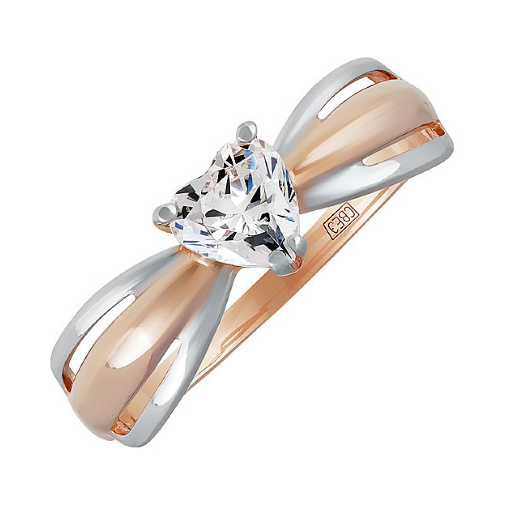 Золотое кольцо с кристаллом swarovski № 138379