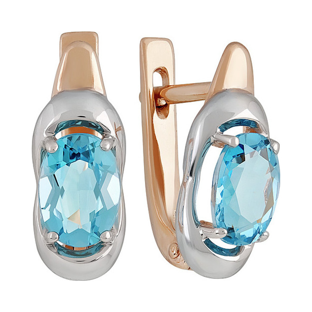 Золотые серьги с топазом № 137861