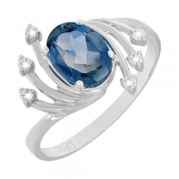 Золотое кольцо с топазом и фианитом № 118322