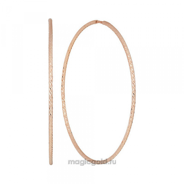 Золотые серьги без камня с алмазкой № 140955