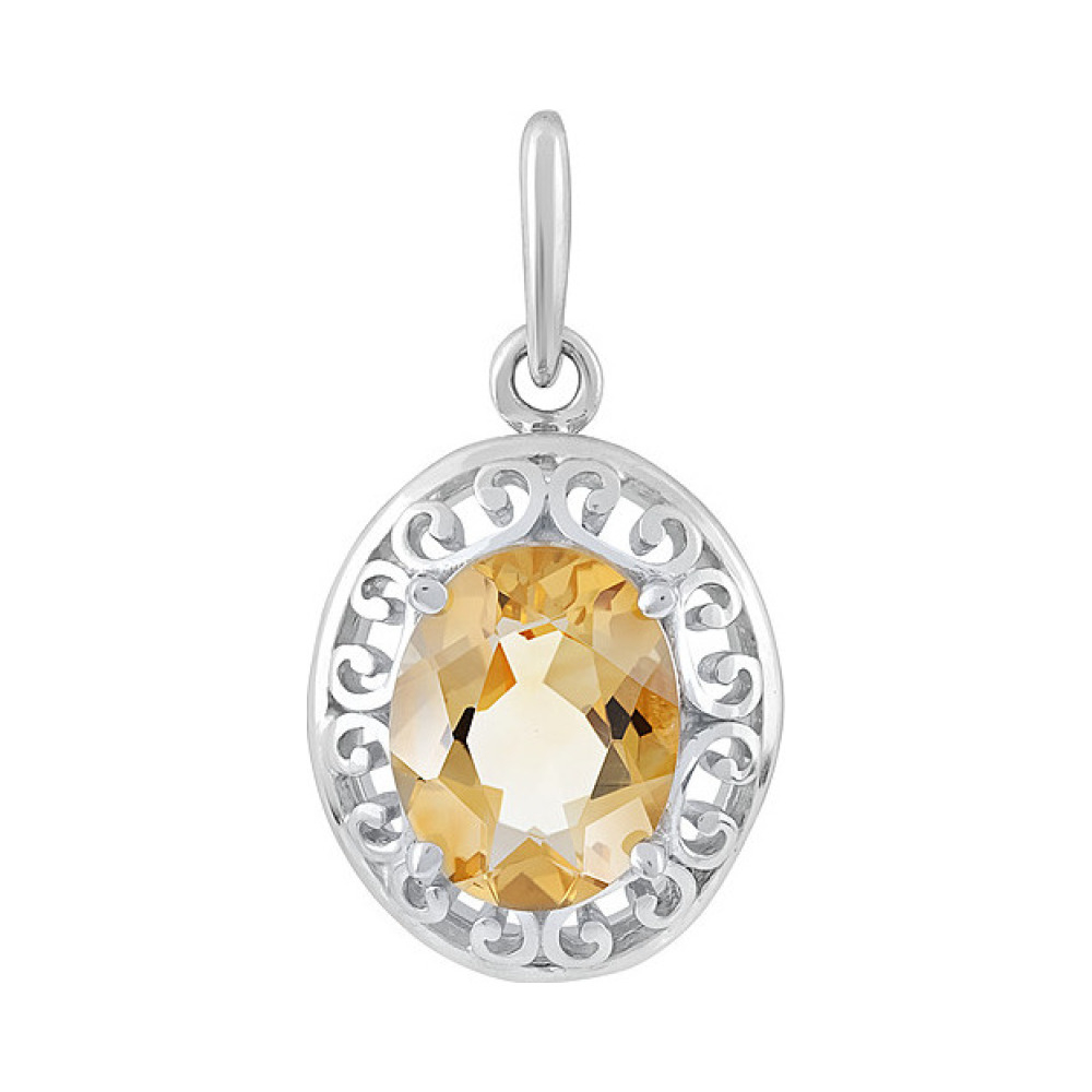 Серебряная подвеска с цитрином № 132864