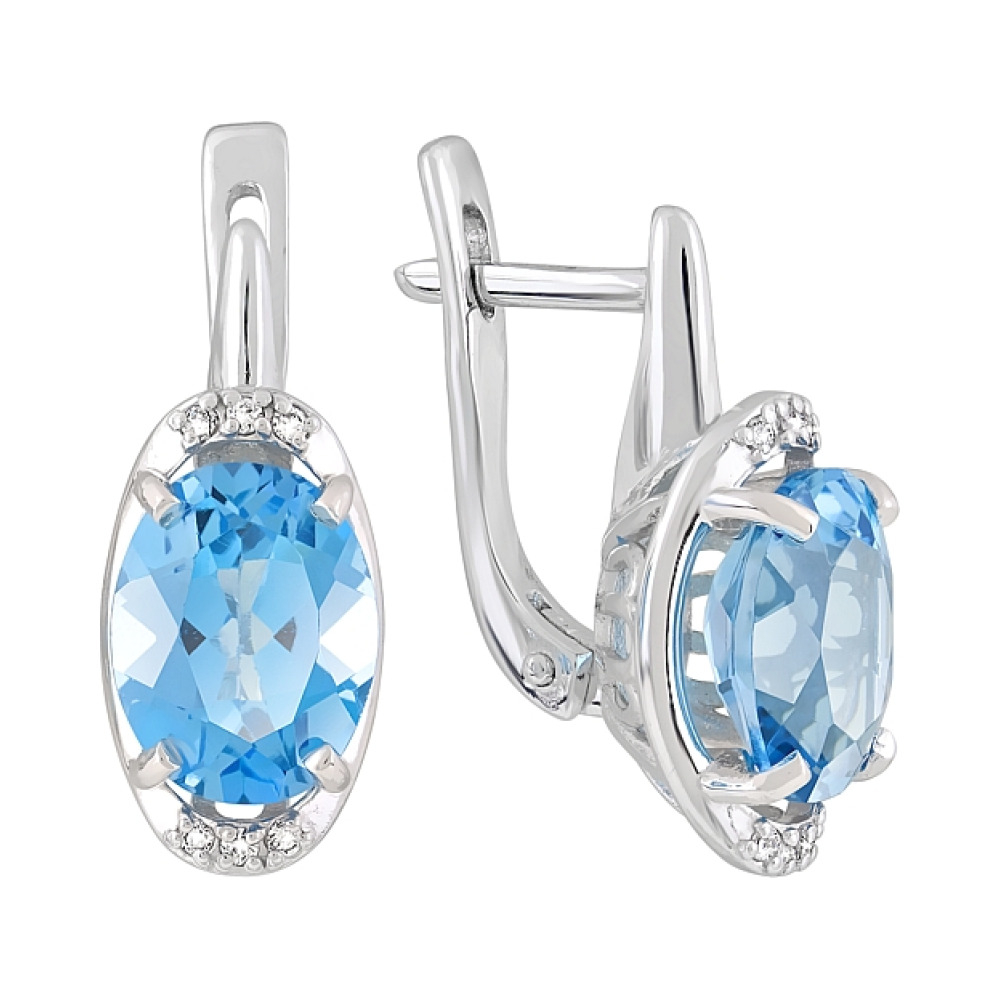 Золотые серьги с топазом и фианитом № 120309