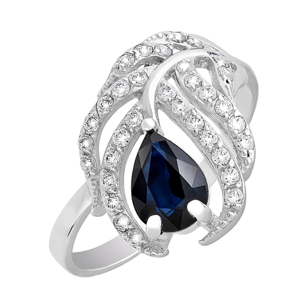 Золотое кольцо с сапфиром и фианитом № 118053