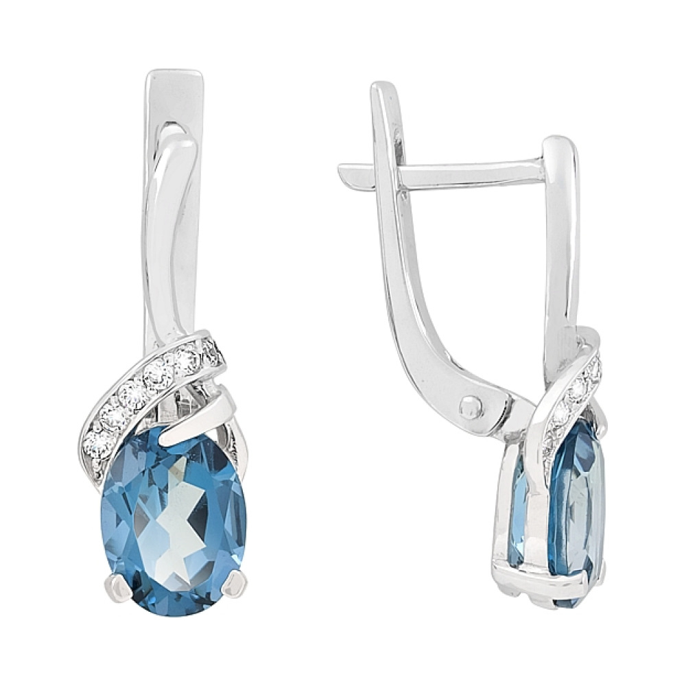 Золотые серьги с топазом и фианитом № 111253