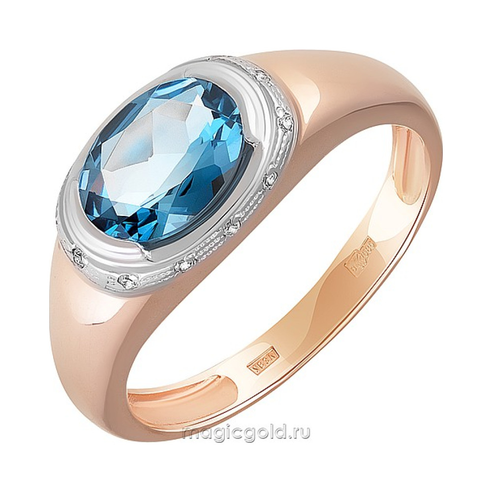 Золотое кольцо с топазом и фианитом № 162964