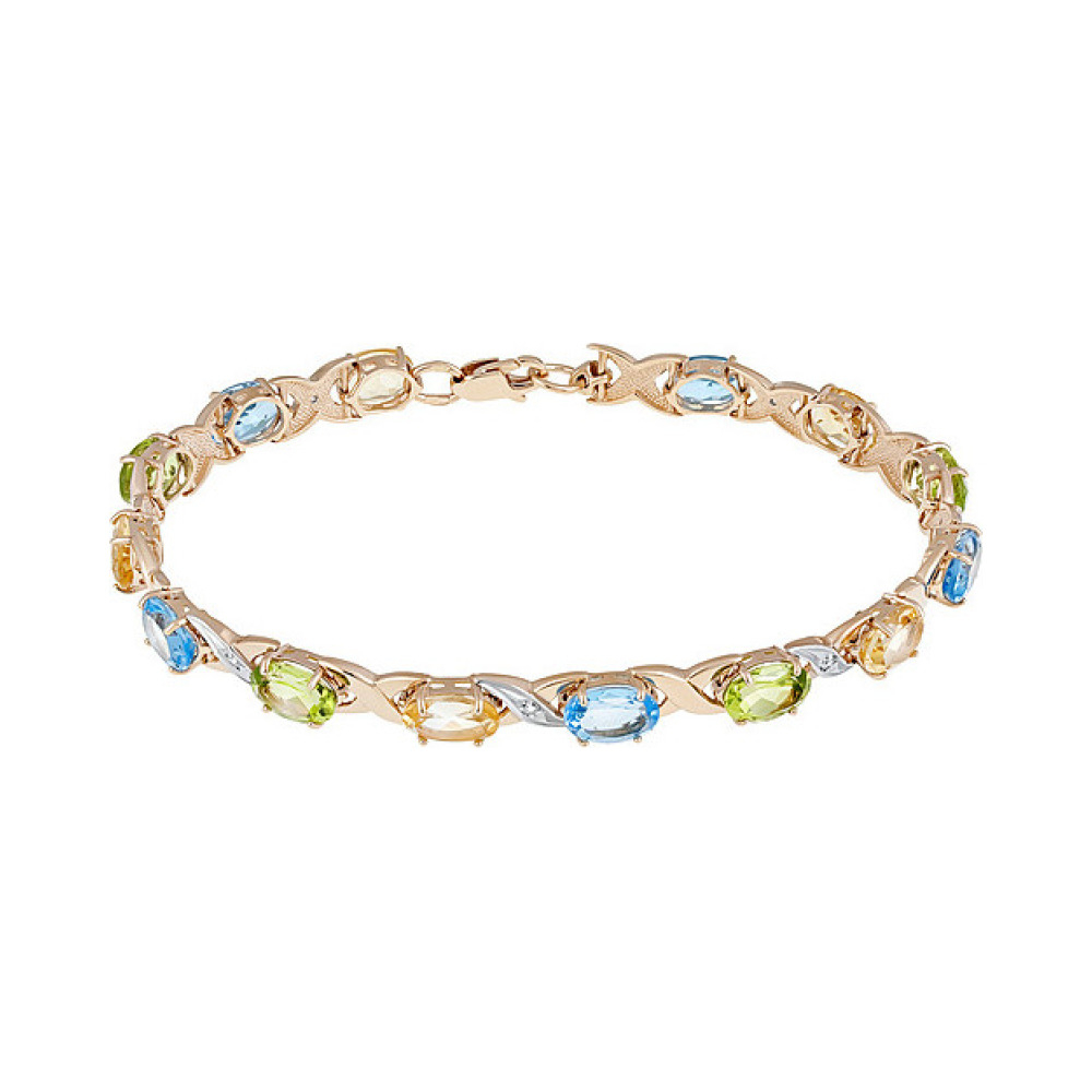 Золотой браслет с полудраг. вставками и фианитом № 117316