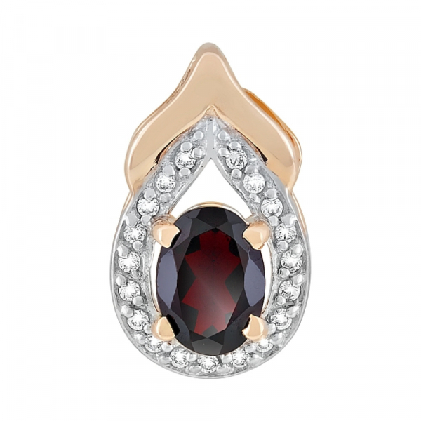 Золотая подвеска с гранатом и фианитом № 118253