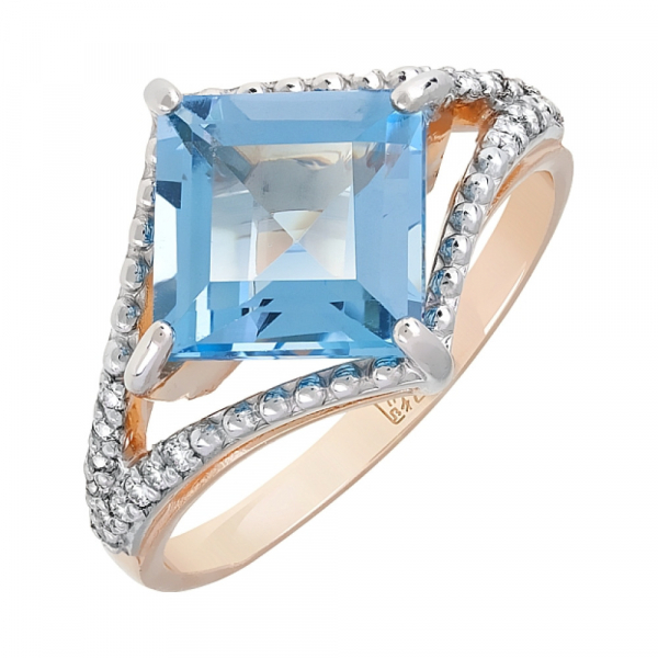 Золотое кольцо с топазом и фианитом № 118220