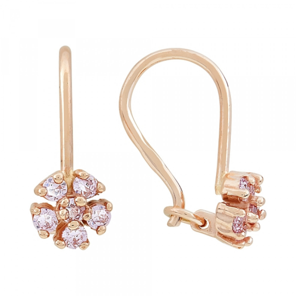 Золотые серьги с фианитом № 116741