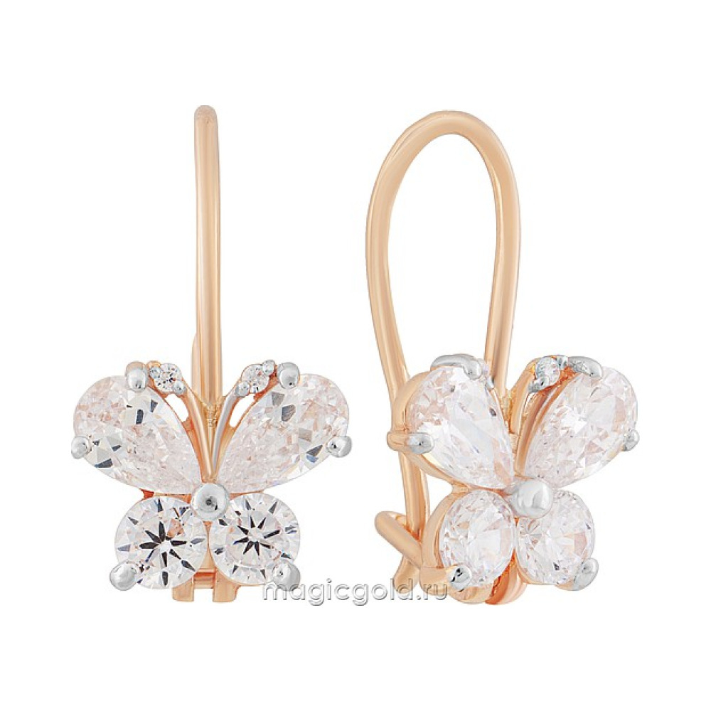 Золотые серьги с фианитом № 172116