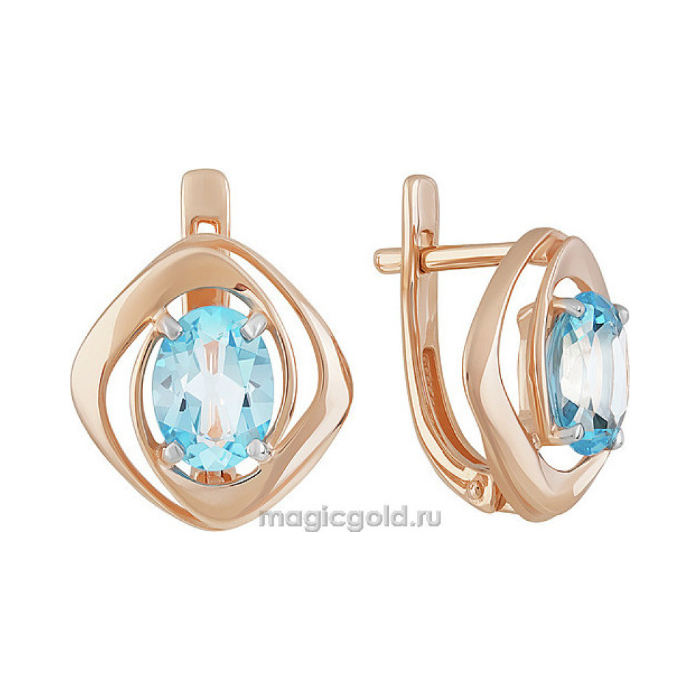 Золотые серьги с топазом № 160564