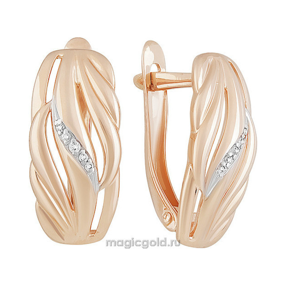 Золотые серьги с фианитом № 160265