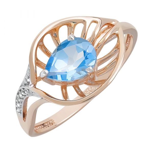 Золотое кольцо с топазом и фианитом № 119927