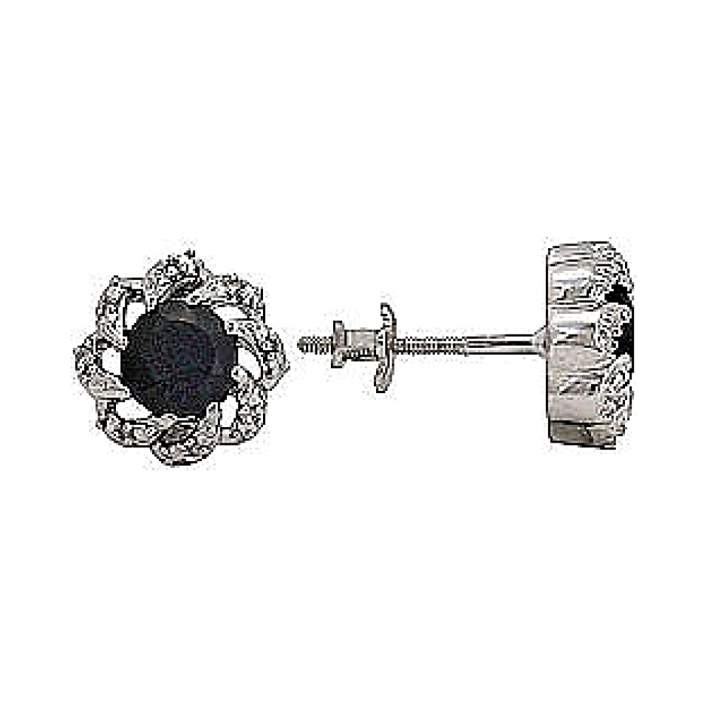 Серебряные серьги с сапфиром и фианитом № 70877