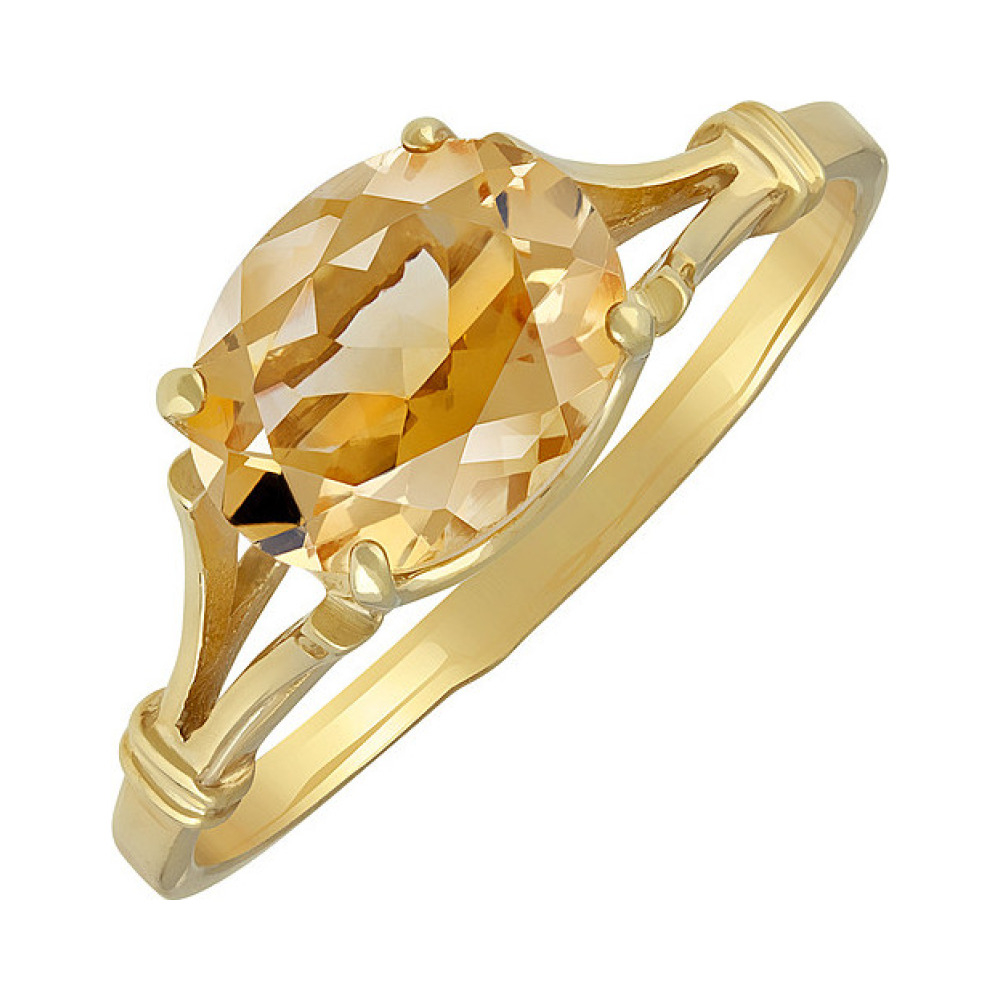 Серебряное кольцо с цитрином и золотым покрытием № 135674