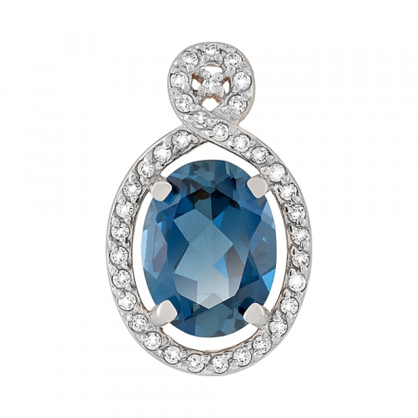 Золотая подвеска с топазом и фианитом № 118918