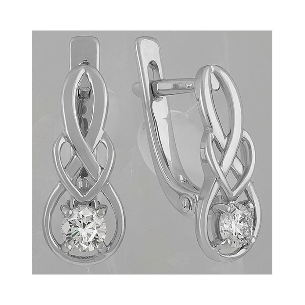 Золотые серьги с бриллиантом № 129477