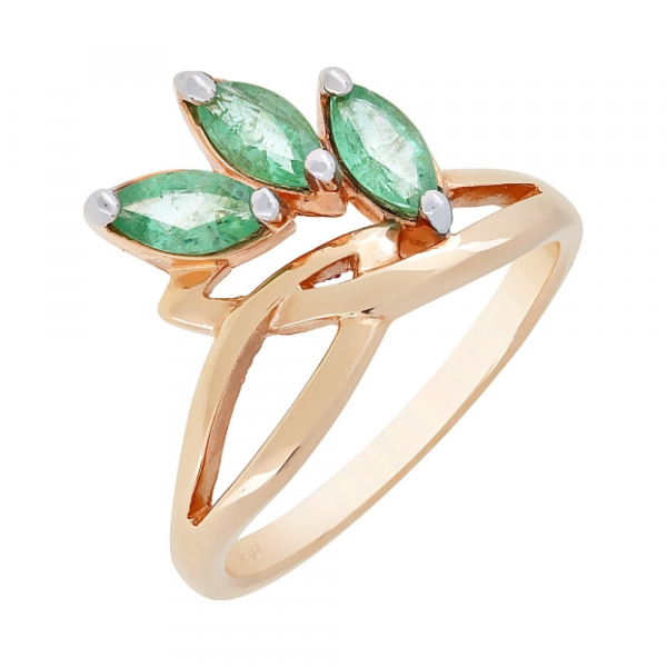 Золотое кольцо с изумрудом № 41657