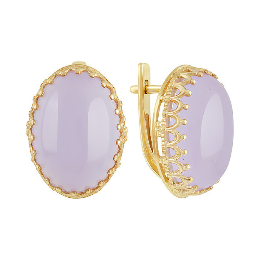 Серебряные серьги с алпанитом  и золотым покрытием № 132374