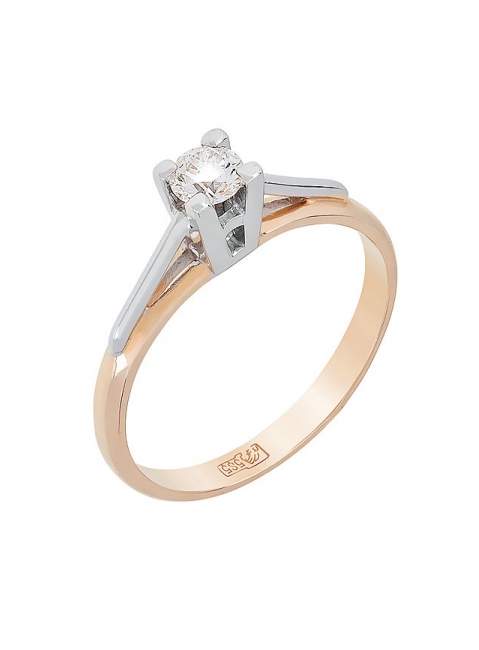 Золотое кольцо с бриллиантом № 109156