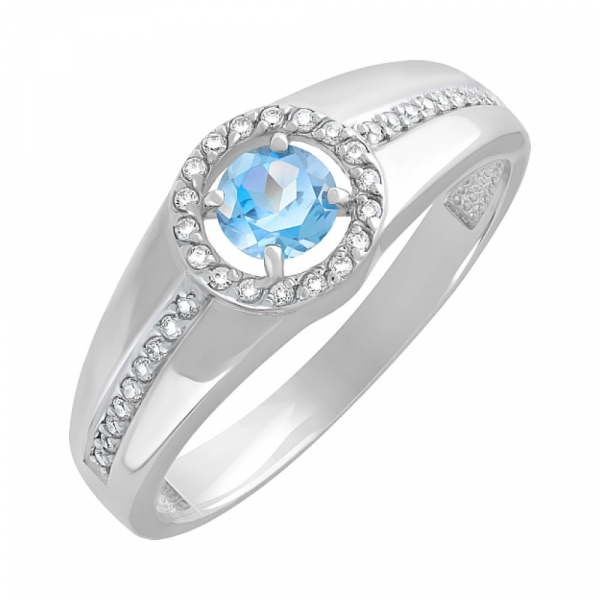 Золотое кольцо с топазом и фианитом № 120708