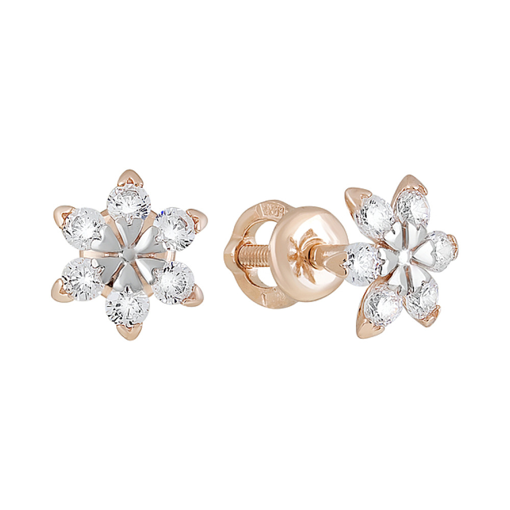 Золотые серьги с фианитами № 109685