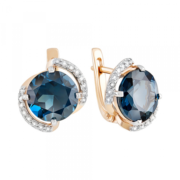 Серебряное колье с топазом и фианитом № 123903