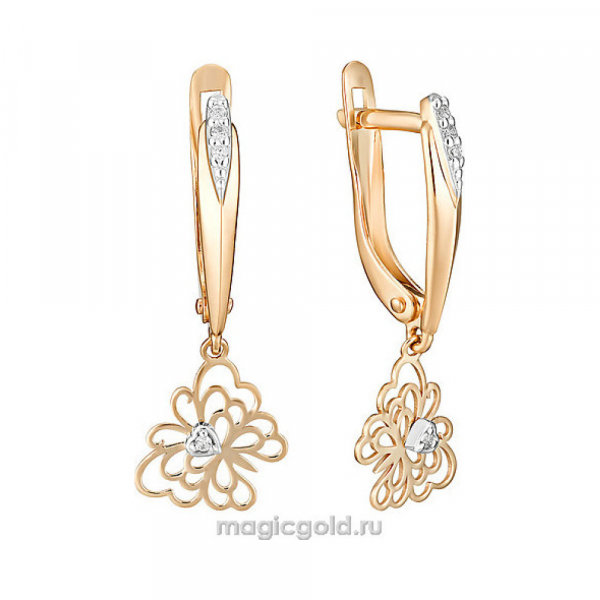 Золотые серьги с фианитом № 161599