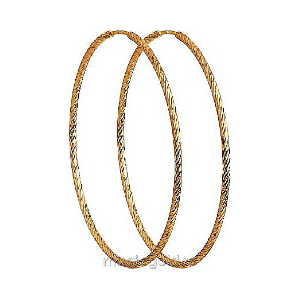 Золотые серьги без камня с алмазкой № 174069