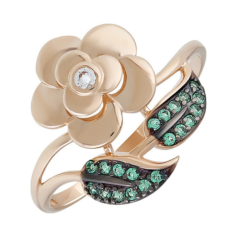 Золотое кольцо с фианитом № 135416