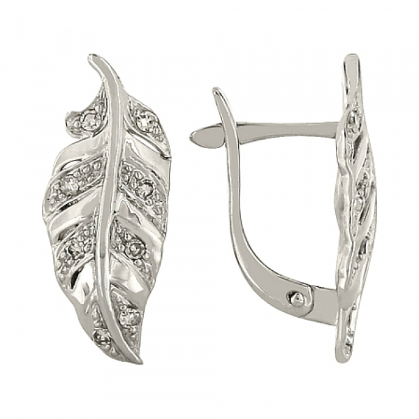 Золотые серьги с бриллиантом № 83622