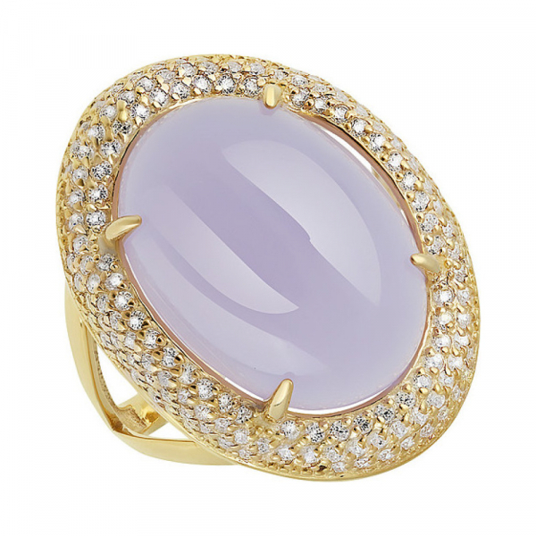 Серебряное кольцо с алпанитом , фианитом и золотым покрытием № 132375