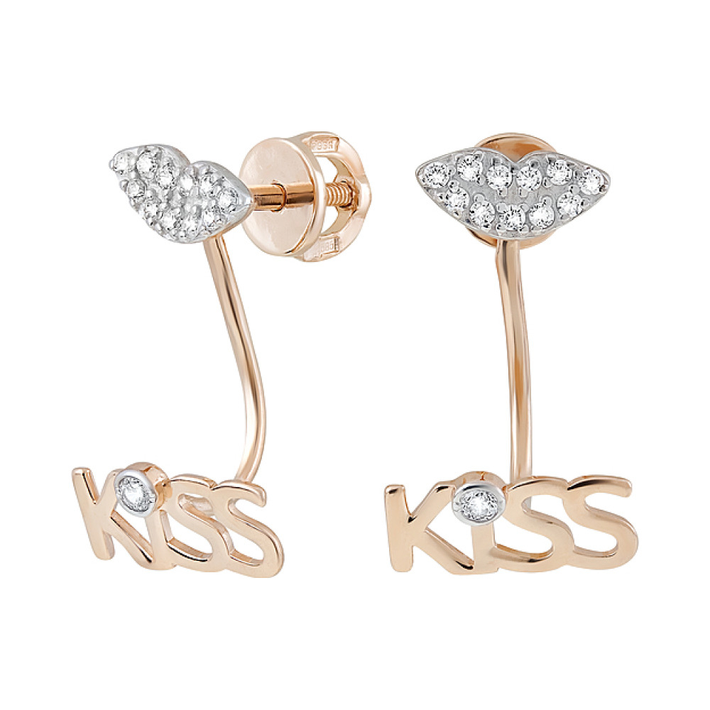 Золотые серьги с фианитами № 126771