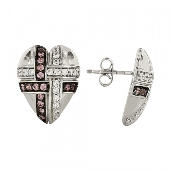 Серебряные серьги с фианитом № 82857