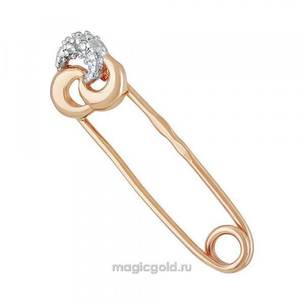 Золотая брошь с фианитом № 137785