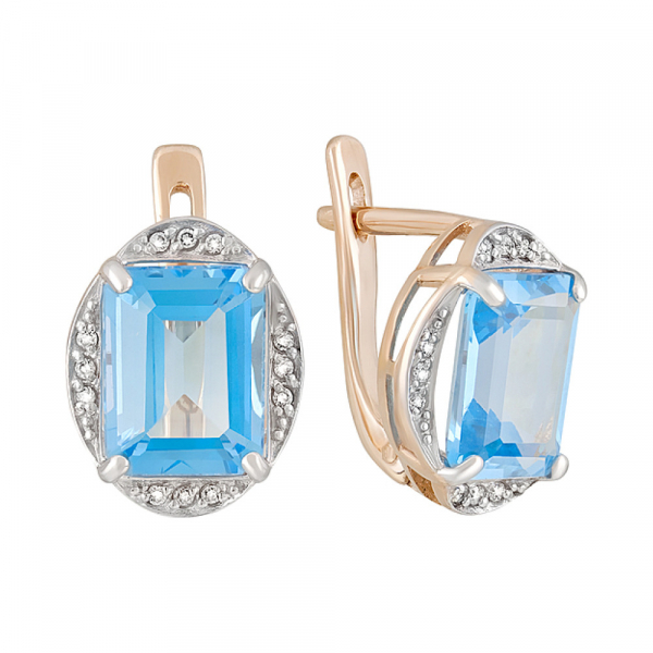 Золотые серьги с топазом и фианитом № 126511