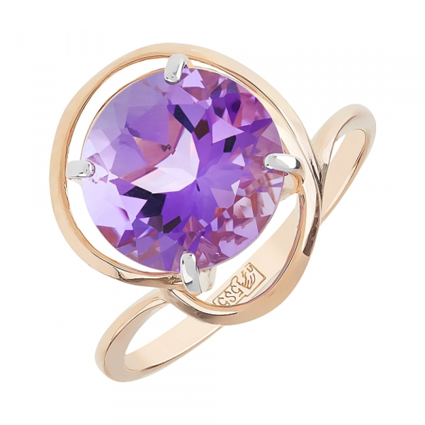 Золотое кольцо с аметистом № 107749