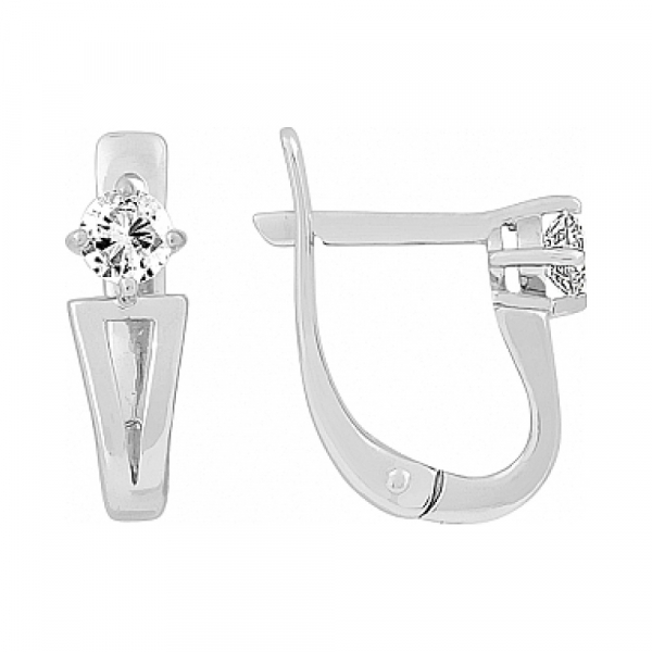 Золотые серьги с бриллиантом № 115331