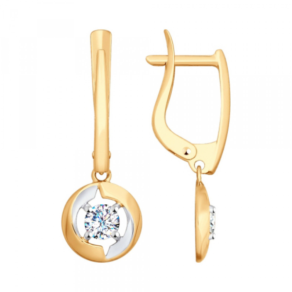 Золотые серьги с фианитом № 163148