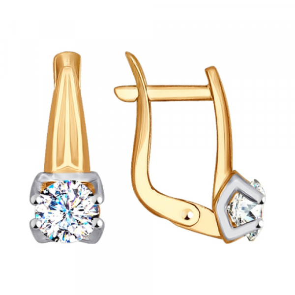 Золотые серьги с фианитом № 140943