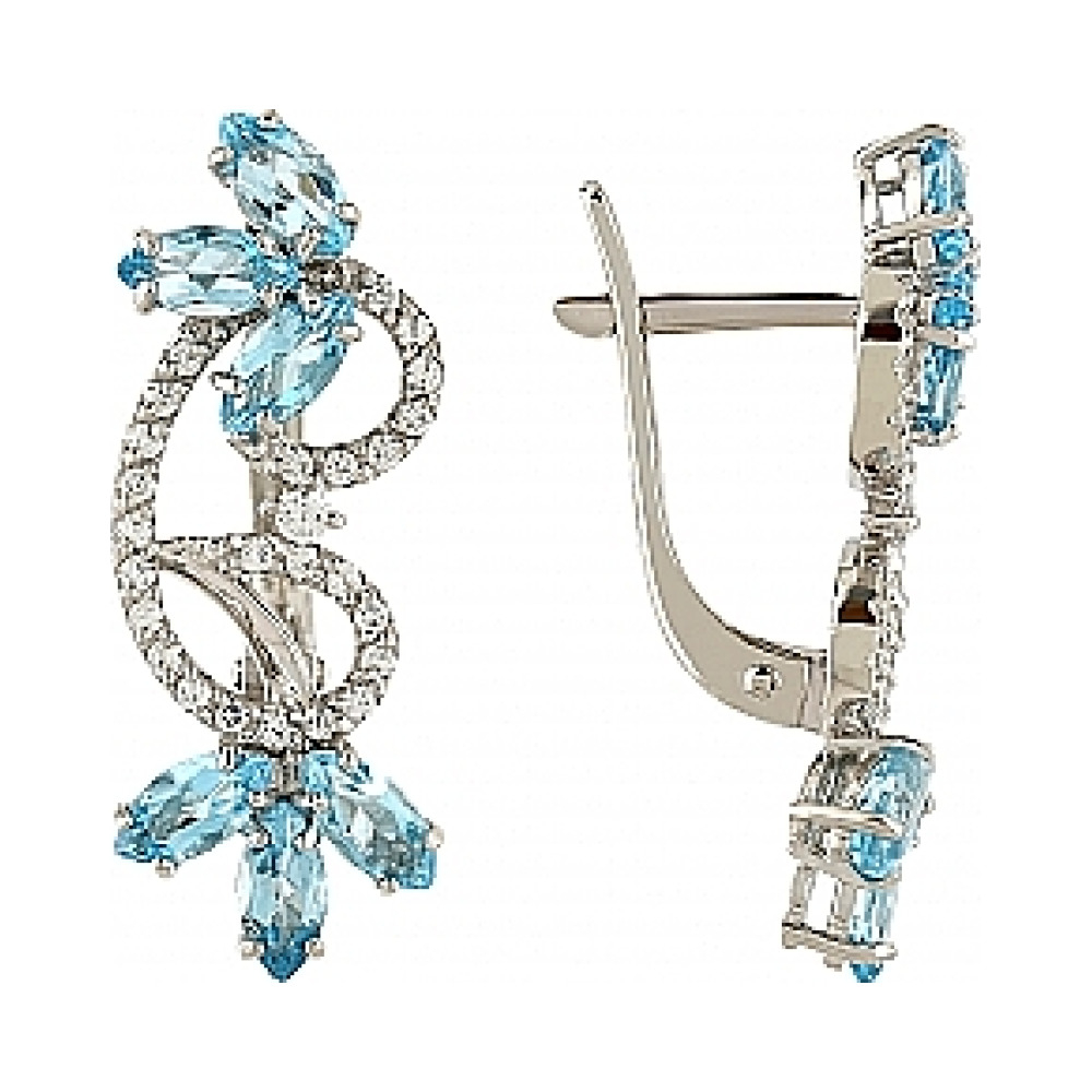 Золотые серьги с топазом и фианитом № 105672